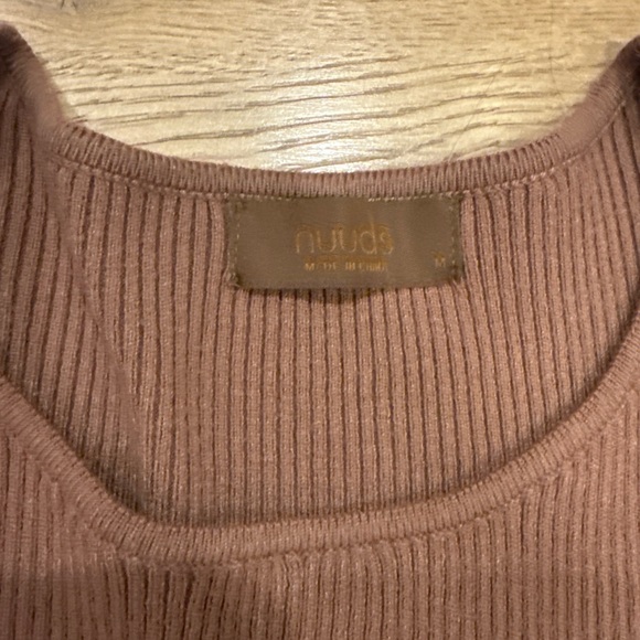 Nuuds Sweater Bodysuit Size Med Chocolate Brown Ribbed Stretchy - Picture 3 of 7